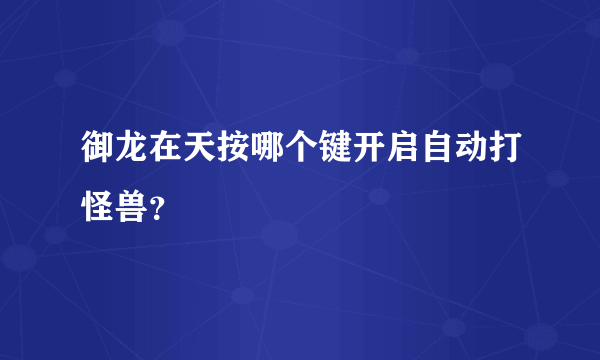 御龙在天按哪个键开启自动打怪兽？