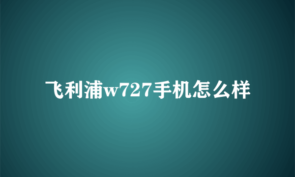 飞利浦w727手机怎么样