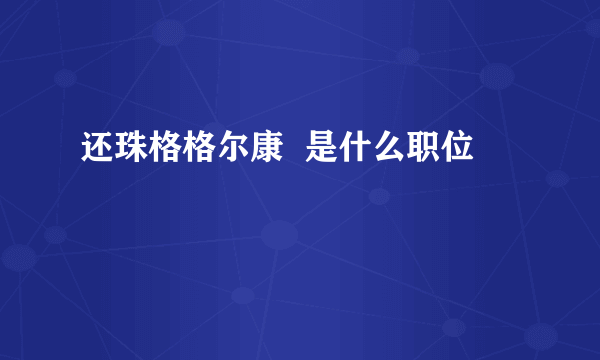 还珠格格尔康  是什么职位