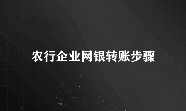 农行企业网银转账步骤