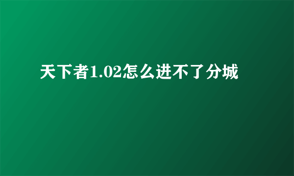 天下者1.02怎么进不了分城