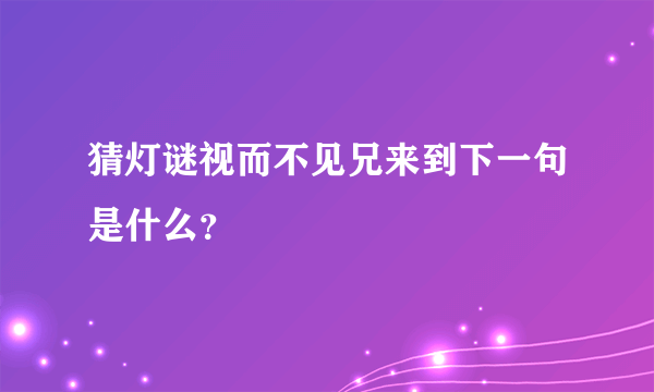 猜灯谜视而不见兄来到下一句是什么？