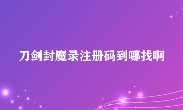 刀剑封魔录注册码到哪找啊