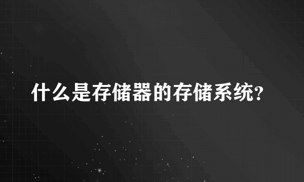 什么是存储器的存储系统？