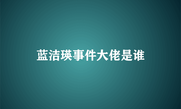 蓝洁瑛事件大佬是谁