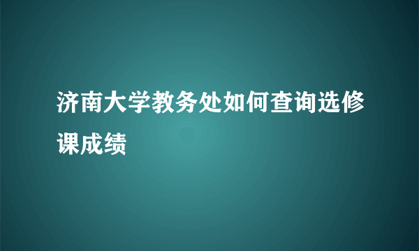 济南大学教务处如何查询选修课成绩