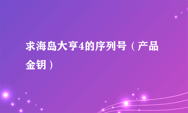 求海岛大亨4的序列号（产品金钥）