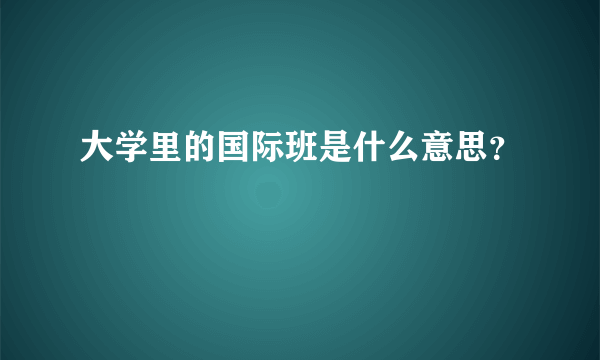 大学里的国际班是什么意思？