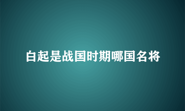 白起是战国时期哪国名将