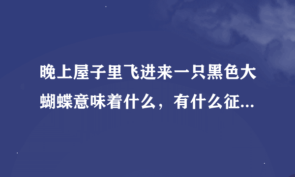 晚上屋子里飞进来一只黑色大蝴蝶意味着什么，有什么征兆，如果我把把它打死了，会有什么不好之处？