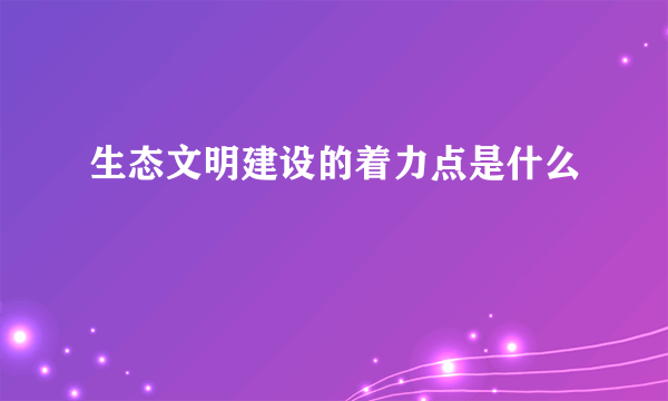 生态文明建设的着力点是什么