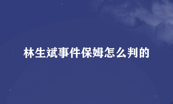 林生斌事件保姆怎么判的