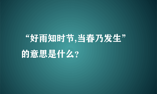 “好雨知时节,当春乃发生”的意思是什么？