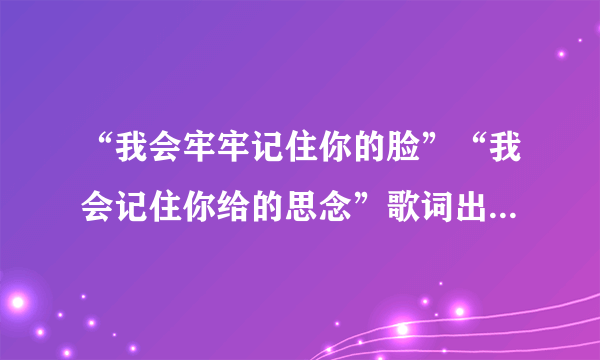 “我会牢牢记住你的脸”“我会记住你给的思念”歌词出自哪首歌？