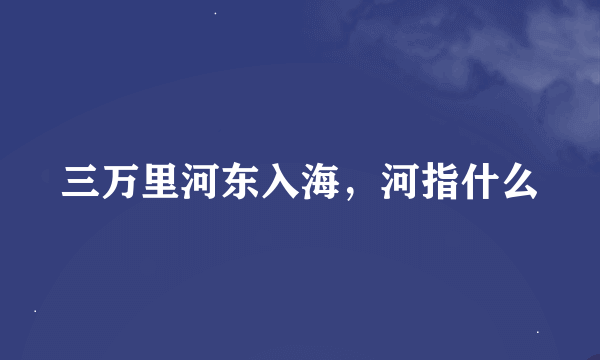 三万里河东入海，河指什么