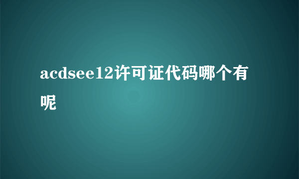 acdsee12许可证代码哪个有呢