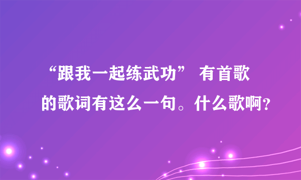 “跟我一起练武功” 有首歌的歌词有这么一句。什么歌啊？