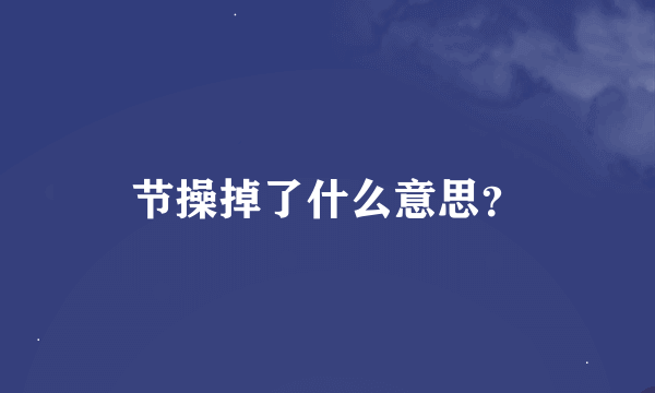 节操掉了什么意思？