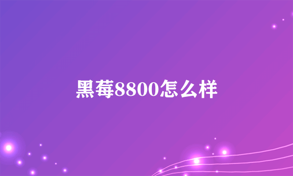 黑莓8800怎么样