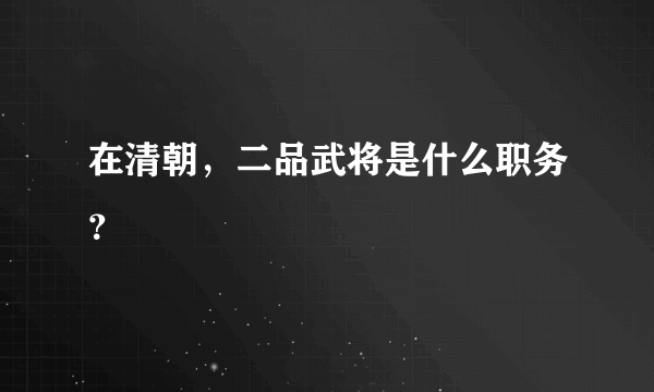 在清朝，二品武将是什么职务？