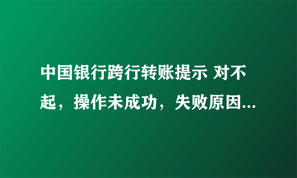 中国银行跨行转账提示 对不起，操作未成功，失败原因显示CFIB.MR4Q。 失败原因代表的是什么具体原因？