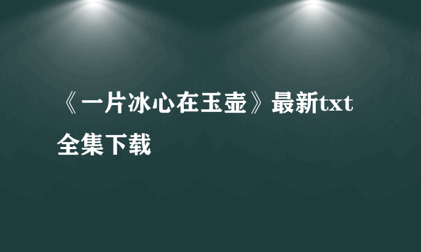 《一片冰心在玉壶》最新txt全集下载