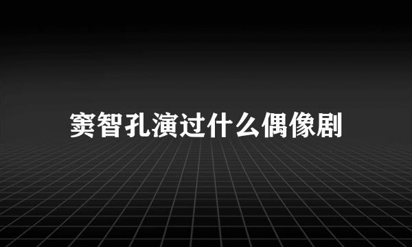 窦智孔演过什么偶像剧