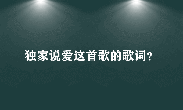 独家说爱这首歌的歌词？