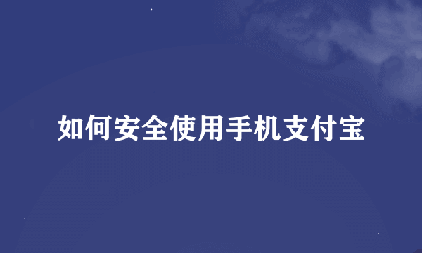 如何安全使用手机支付宝