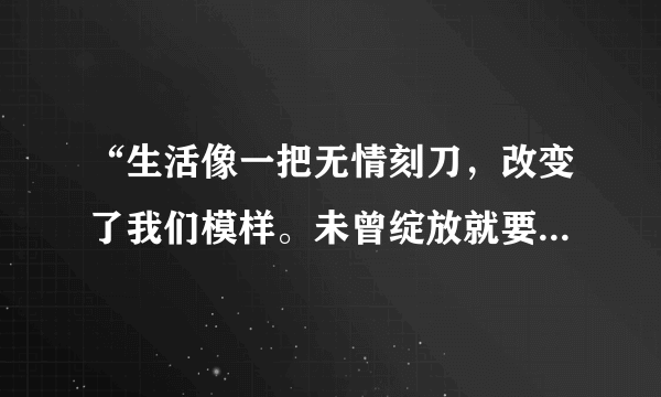 “生活像一把无情刻刀，改变了我们模样。未曾绽放就要枯萎吗？我有过梦想。”出自哪里？