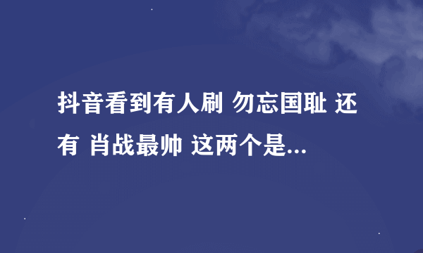 抖音看到有人刷 勿忘国耻 还有 肖战最帅 这两个是什么梗？