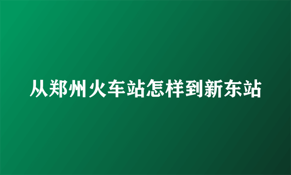 从郑州火车站怎样到新东站