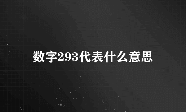 数字293代表什么意思