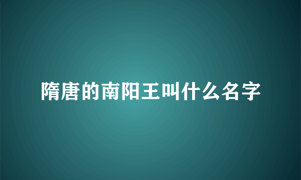 隋唐的南阳王叫什么名字