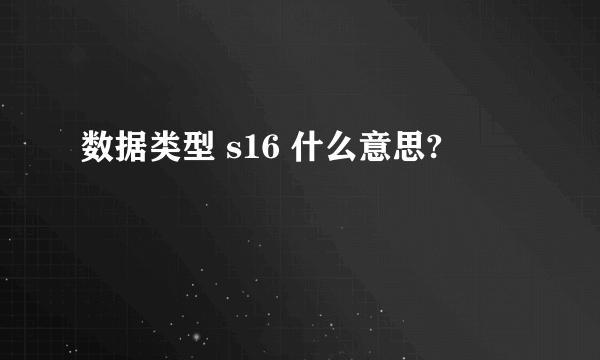 数据类型 s16 什么意思?