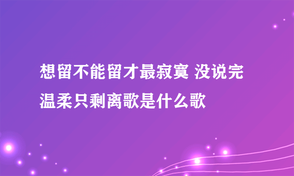 想留不能留才最寂寞 没说完温柔只剩离歌是什么歌