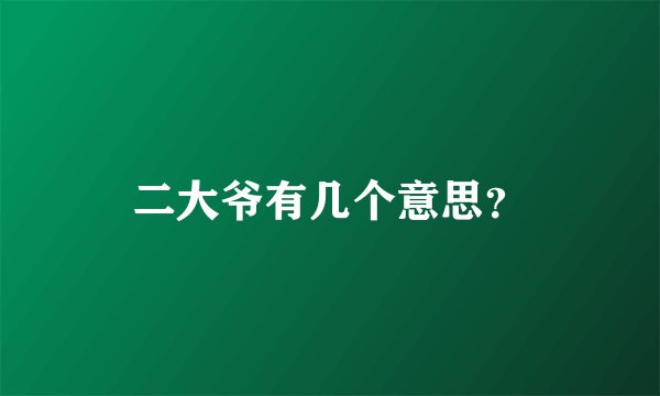 二大爷有几个意思？