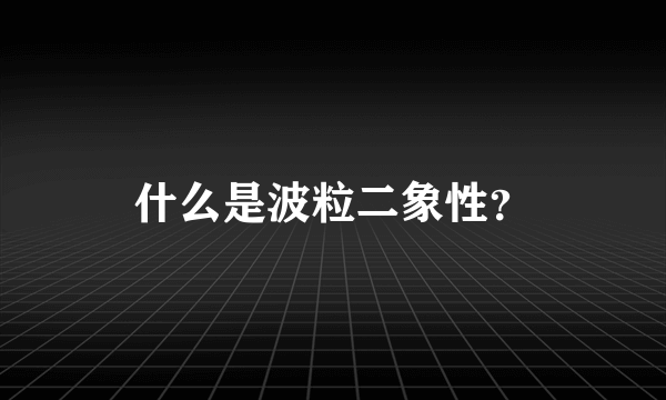 什么是波粒二象性？