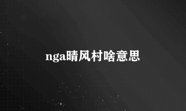 nga晴风村啥意思