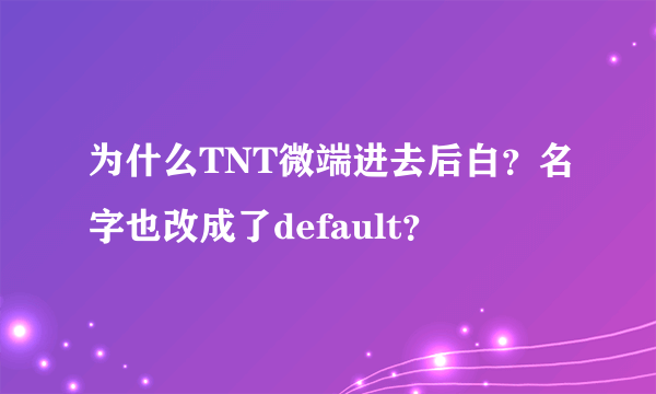 为什么TNT微端进去后白？名字也改成了default？