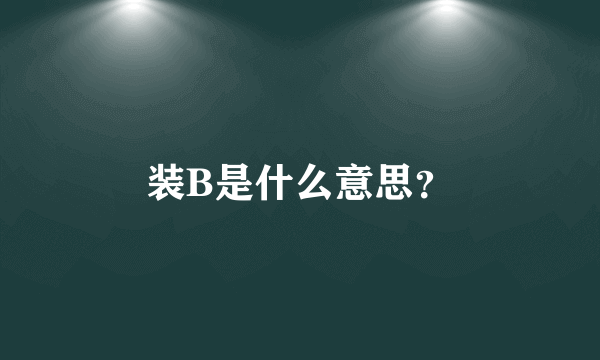 装B是什么意思？