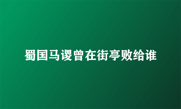 蜀国马谡曾在街亭败给谁