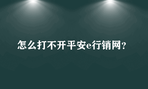 怎么打不开平安e行销网？