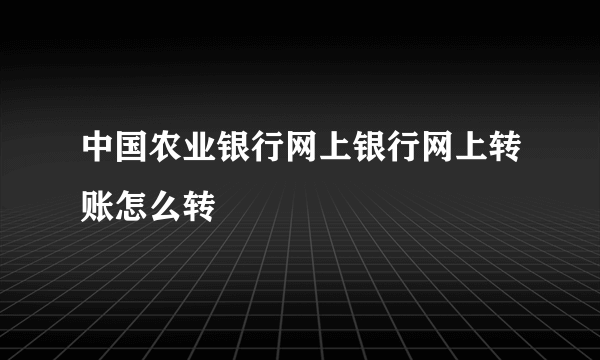 中国农业银行网上银行网上转账怎么转