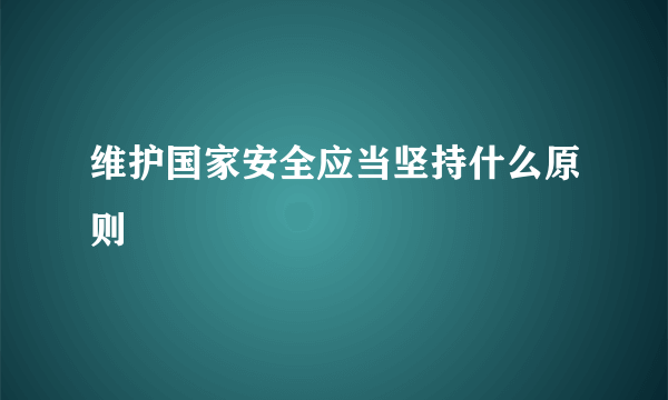 维护国家安全应当坚持什么原则