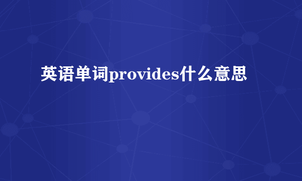 英语单词provides什么意思