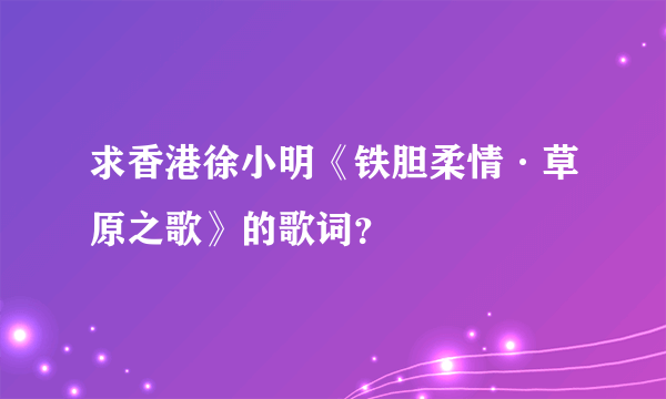 求香港徐小明《铁胆柔情·草原之歌》的歌词？