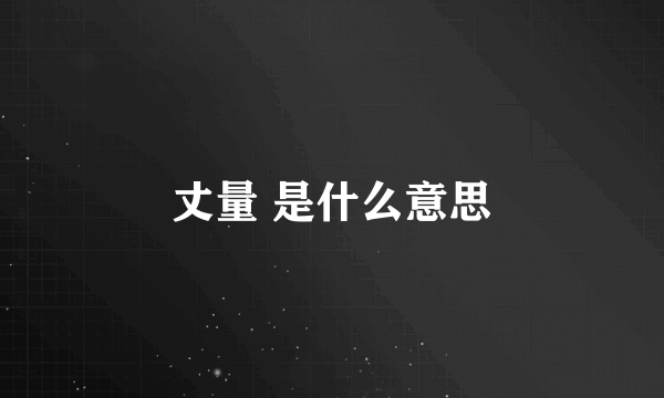 丈量 是什么意思