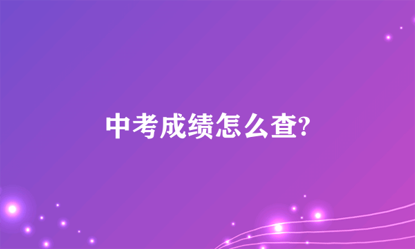 中考成绩怎么查?