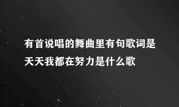 有首说唱的舞曲里有句歌词是天天我都在努力是什么歌